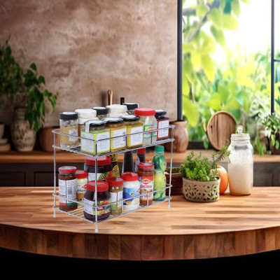 BHOLA STEEL Fruits/Vegetables Kitchen Rack Steel 2 Tier Kitchen/Pantry Rack Storage Masala Box & pouches Multipurpose Stand