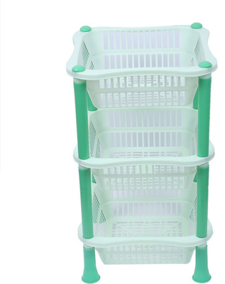KUBER INDUSTRIES Fruits/Vegetables Kitchen Rack Plastic Plastic 3 Layer Multi-purpose Kitchen Storage Basket Rack (Green)-CTKTC13235