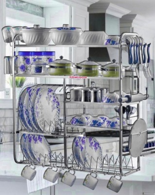 DEMIQON Utensil Kitchen Rack Steel Good Quality Kitchen Rack | Dish Rack with Plate & Cutlery Stand 31 x 30 Inch