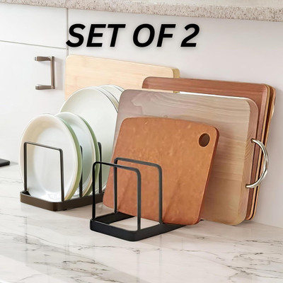 USVIOR Utensil Kitchen Rack Iron Multipurpose Iron Plate Stand for Kitchen Dish Rack Cabinet Utensils Organizer