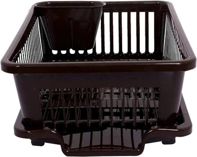 DLD Dish Drainer Kitchen Rack Plastic Small Plastic Kitchen Sink with,Dish Rack Drainer Drying Rack Washing Basket