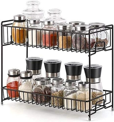 ProGrade Utensil Kitchen Rack Iron 2-Tier Metal Kitchen Spice Rack Organizer - Space-Saving Countertop