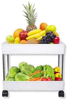 Pulsbery Fruits/Vegetables Kitchen Rack Plastic 2 LAYER WHITE