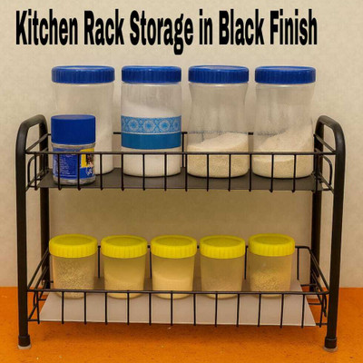 Kitchen Shine Utensil Kitchen Rack Steel Multipurpose Kitchen Rack|2Tier Stand for Jars&Can|Cutlery&Crockery Storage Rack