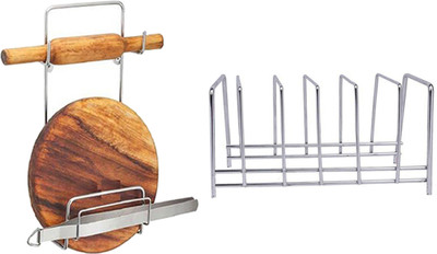 OC9 Utensil Kitchen Rack Steel Plate Stand / Dish Rack & Chakla Belan Stand