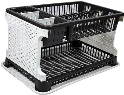 HUMBLE KART 2 Compartments Plastic desk organizer(Black)