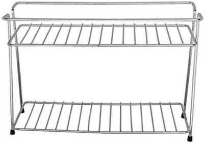 AKSHAR Containers Kitchen Rack Steel Stainless Steel L Shape 2 Tier Multipurpose Storage Shelf Container Kitchen Rack