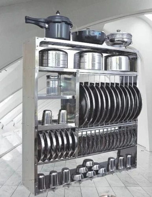 Fest Utensil Kitchen Rack Steel Utensil Kitchen Rack Steel Wall Mounted Dish Rack (39*36)