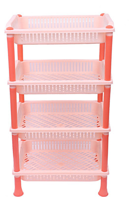 KUBER INDUSTRIES Fruits/Vegetables Kitchen Rack Plastic Plastic 4 Layer Multi-purpose Kitchen Storage Basket Rack (Beige)-CTKTC13279