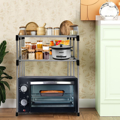 URBAN CHOICE Utensil Kitchen Rack Carbon Steel Multi Functional MicroWave Kitchen Rack