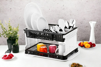 EXODUS Dish Drainer Kitchen Rack Plastic Sleek, Space-saving Solution for Effortless Kitchen Organization