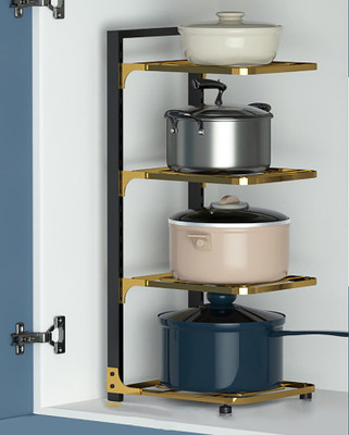 HOUSE OF QUIRK Utensil Kitchen Rack Iron 4-Layer Pots and Pans Holder Organizer for Cabinet