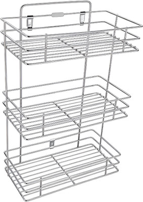 DEALKART Utensil Kitchen Rack Steel Kitchen Rack Steel Containers 3 Layer Wall Mount Multipurpose Storage Rack/Shelf