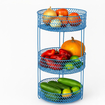 VegNest Iron IRONMAX 3-Tier Vegetables & Fruits premium / classic, handmade Storage Basket(Pack of 1)