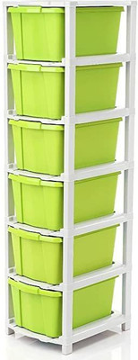 Pinkwhale 6 Compartments Plastic Modular Drawer(Green)