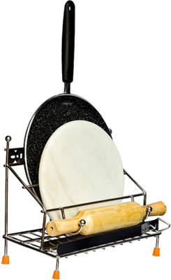 Zenex store Chakla/Belan Kitchen Rack Steel Chakla Belan & Tawa Holder 4 in 1 Stainless Steel Chimta Lighter Stand