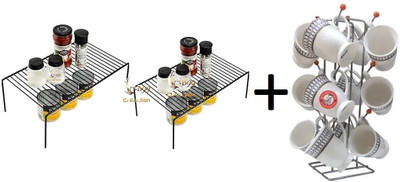 Value Adds Utensil Kitchen Rack Iron, Steel Samayra presents a combo pack of 2 dish rack and 1 cup stand