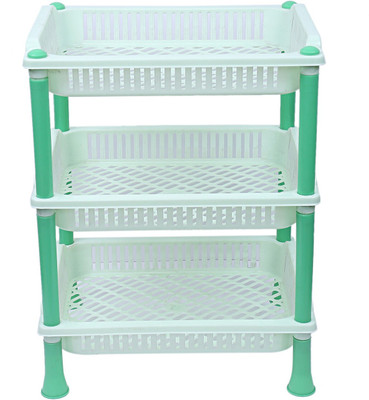 KUBER INDUSTRIES Fruits/Vegetables Kitchen Rack Plastic Plastic 3 Layer Multi-purpose Kitchen Storage Basket Rack (Green)-CTKTC13255