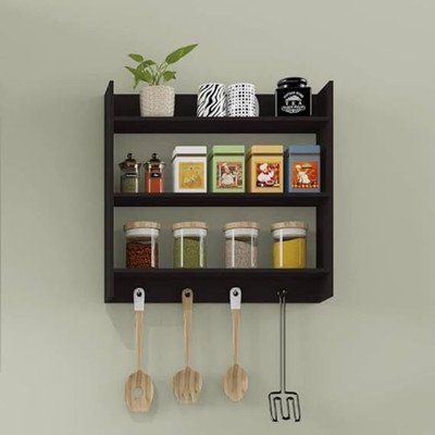 FUTURE GENERATION V GROUP Wooden Wall Shelf(Number of Shelves - 4, Black)
