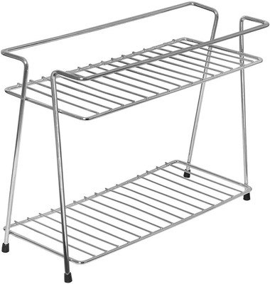 CEC Chakla/Belan Kitchen Rack Steel Stainless Steel Multipurpose 2-Tier Kitchen Rack/Storage Shelf/Spice Jar Rack/Storage