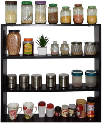 Prahar Craft Containers Kitchen Rack Wood Multipurpose Wall Display Rack/Decor Shelf / 4 Shelf Storage Unit Rack