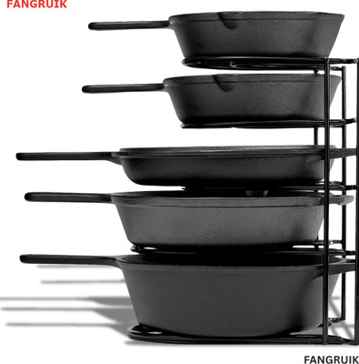 Fangruik Utensil Kitchen Rack Iron Iron Kitchen Storage Rack for Cast Iron Pan, Pot, Tawa, Plate Organizer