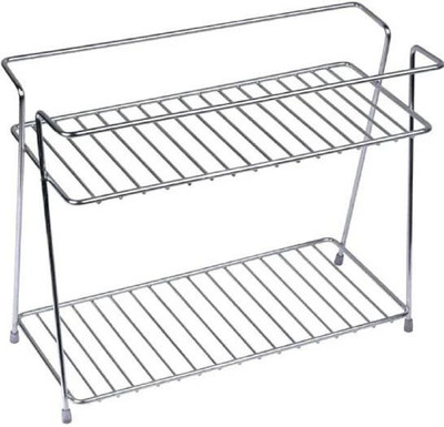RAYVER CREATION Utensil Kitchen Rack Steel Stainless Steel 2Tier Countertop Storage Organizer Rack Stand – Durable35x16x26