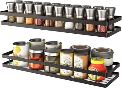 Quicky - Go Quickly Containers Kitchen Rack Iron Wall Mounted Spice Rack Organizer | Heavy-Duty Metal Shelf for Kitchen
