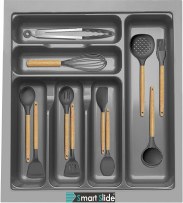 SMART SLIDE Cutlery Kitchen Rack Plastic 15 x 19 Inch Cutlery tray for Kitchen Drawer / Cutlery – Cosmetic - Stationary Storage Organizer / Cutlery Organizer for Modular Kitchen Basket / Multipurpose Kitchen Rack / Cutlery Holder