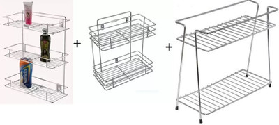 Somkala Containers Kitchen Rack Steel presents a combo of 3 layer kitchen rack + 2 layer kitchen rack + spice rack Somkala Containers Kitchen Rack Steel presents a combo of 3 layer kitchen rack + 2 layer kitchen rack + spice rack