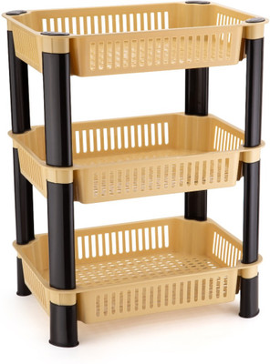 AEXONIZ Fruits/Vegetables Kitchen Rack Plastic 3 Step Shelf Storage Organizer for Kitchen,Office and Home(Potato & Onion Rack)