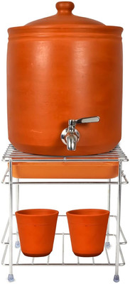GESCHIR Matka Kitchen Rack Steel Stainless Steel Matka Stand With Plastic Tray Plant Stand Gamla Stand