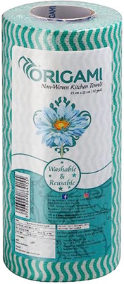 Origami Non-Woven Kitchen Towel Pack of 1 - 80 Pulls Per Roll(1 Ply, 80 Sheets)