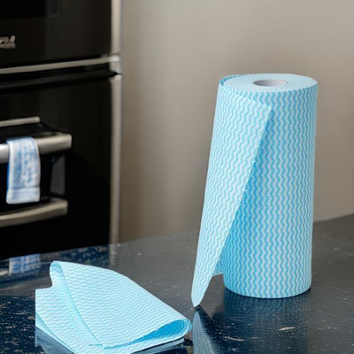 rollinhub Non-Woven Reusable Kitchen Towel Roll, Highly Absorbent yi08p { Pack of 1 }(2 Ply, 80 Sheets)