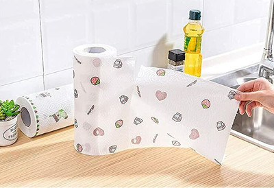JDSSALES Non-Woven Reusable and Washabln Printed Tissue Roll Non-stick Oil Absorbing(1 Ply, 80 Sheets)