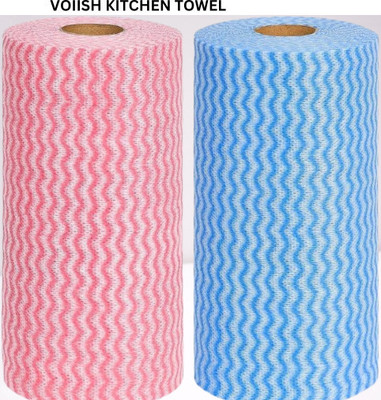 VOIISH Non Woven, Washable & Multipurpose Kitchen Towel Roll Clean wet surface, dishes(2 Ply, 160 Sheets)
