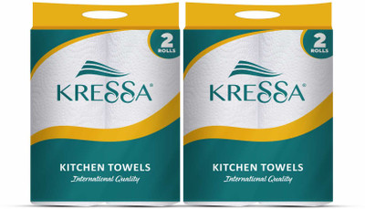 KRESSA Paper Towel | Kitchen Tissue | Towel Paper Roll | 2 Ply 4 Rolls 60 Pulls Per Roll Total 240 Pulls Natural Virgin Pulp(2 Ply, 240 Sheets)