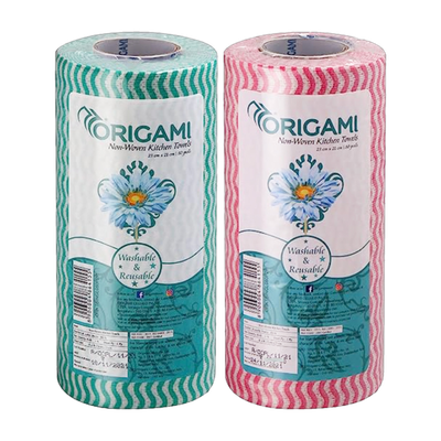 Origami Non-Woven Kitchen Towel Pack of 2 - 80 Pulls Per Roll(1 Ply, 160 Sheets)