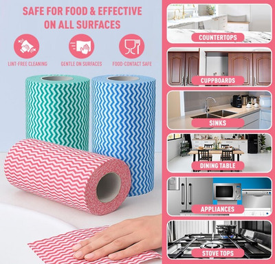 Meghh Reusable Kitchen Towel Roll Wipes Highly Absorbent Multipurpose(PACK OF 3 ROLL)(2 Ply, 240 Sheets)