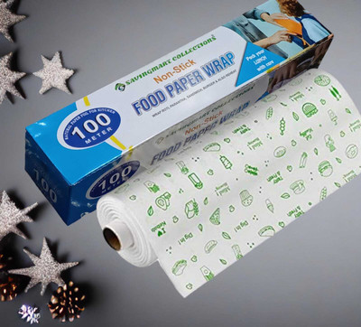 SAVINGMART COLLECTIONS FOOD WRAPPING PAPER 100 MTR | FOIL WRAP | BUTTER PAPER | PAPER WRAP| ROTI WRAP(1 Ply, 200 Sheets)