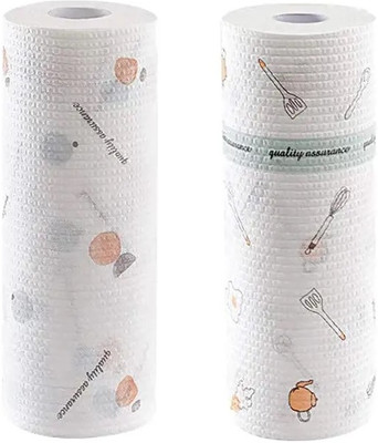 CRAZYGOL Kitchen Printed Tissue Napkins/Washable and Reuseable Oil Absorbing Roll(2 Ply, 50 Sheets)