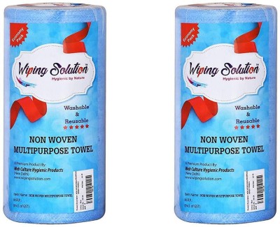 Wiping Solution Non-Woven Blue Washable and Reusable Rolls - 2 Roles - 80 Wipes Per Roll(2 Ply, 160 Sheets)