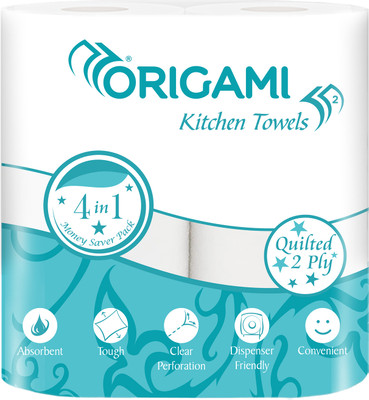 Origami So..Soft Kitchen Tissue Paper Roll Pack of 4 - 60 Sheets Per Roll(2 Ply, 240 Sheets)