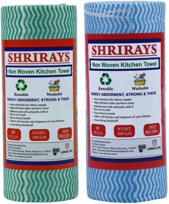 Shrirays Pack of 2 Washable & Reusable Non Woven Kitchen Towel Roll | 80 Pulls Per Roll(1 Ply, 160 Sheets)