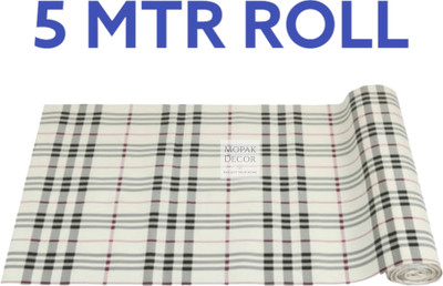 Mopak Decor 5 Meter KitchenRoll ShelfMat Roll Cream Black Line Mat Size -45x500 cm(1 Ply, 1 Sheets)