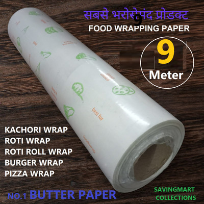 SAVINGMART COLLECTIONS SPECIAL 09 MTR | GREASE PROOF | BUTTER PAPER| FOOD WRAPPING PAPER| ROTI WRAP|(2 Ply, 100 Sheets)