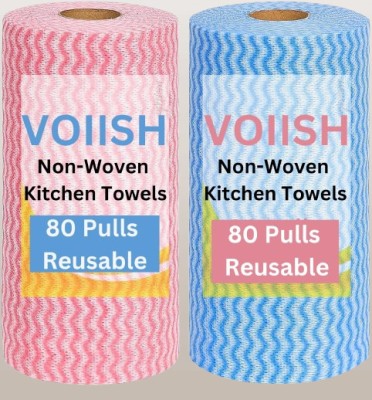 VOIISH Non-Woven Kitchen Towel Rolls High Absorbency and Reusability for Everyday(1 Ply, 85 Sheets)