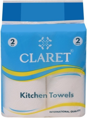 CLARET 2 in 1 Kitchen Towel, 2 Ply, 60 Pulls - Absorbent, Lint-Free & Durable(2 Ply, 120 Sheets)