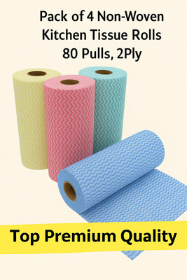 Selene Kitchen Tissue Rolls Pack of 4 80 Pulls, 2 Ply, Non Woven(2 Ply, 80 Sheets)