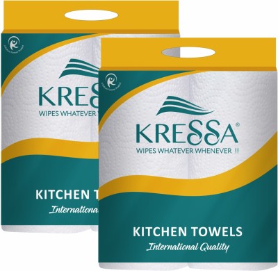 KRESSA Paper Towel | Kitchen Tissue | Towel Paper Roll | 2 Ply 4 Rolls 60 Pulls Per Roll Total 240 Pulls Natural Virgin Pulp(2 Ply, 240 Sheets)